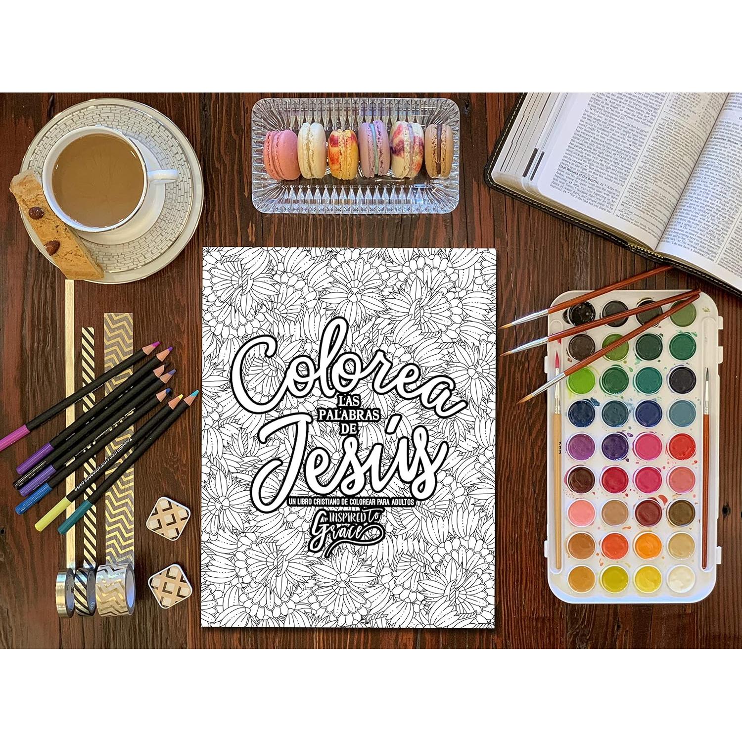 Colorea las palabras de Jesús: Un libro cristiano de colorear para adultos (Spanish Edition)