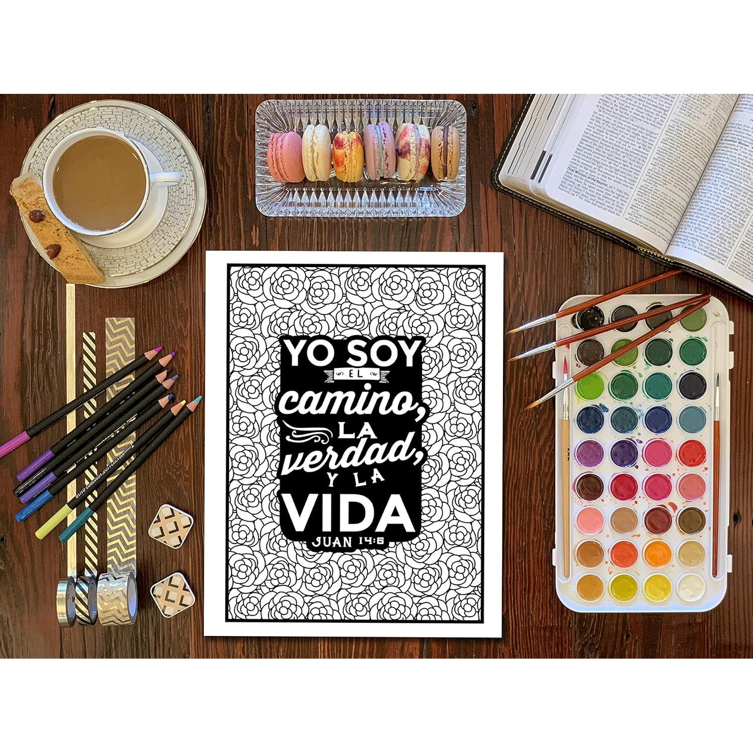 Colorea las palabras de Jesús: Un libro cristiano de colorear para adultos (Spanish Edition)