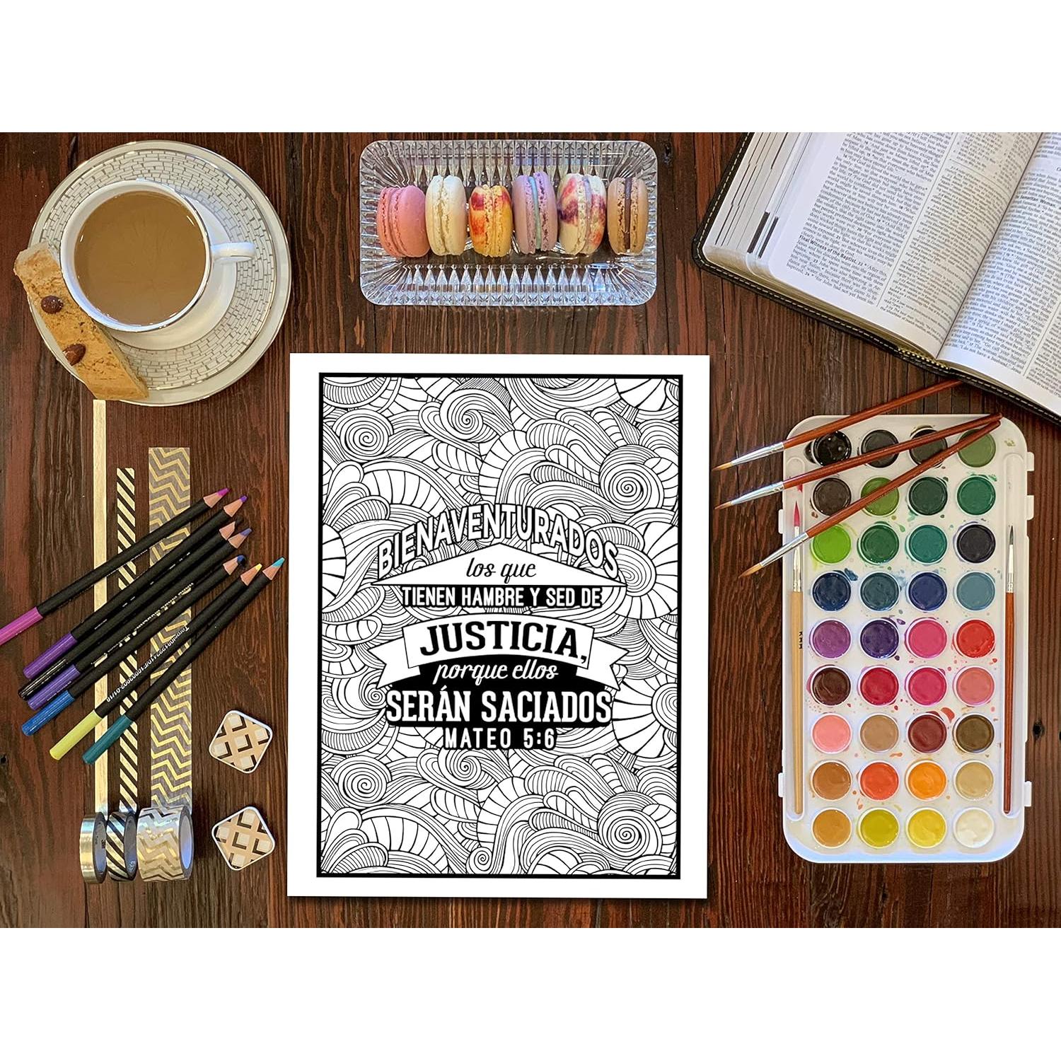 Colorea las palabras de Jesús: Un libro cristiano de colorear para adultos (Spanish Edition)