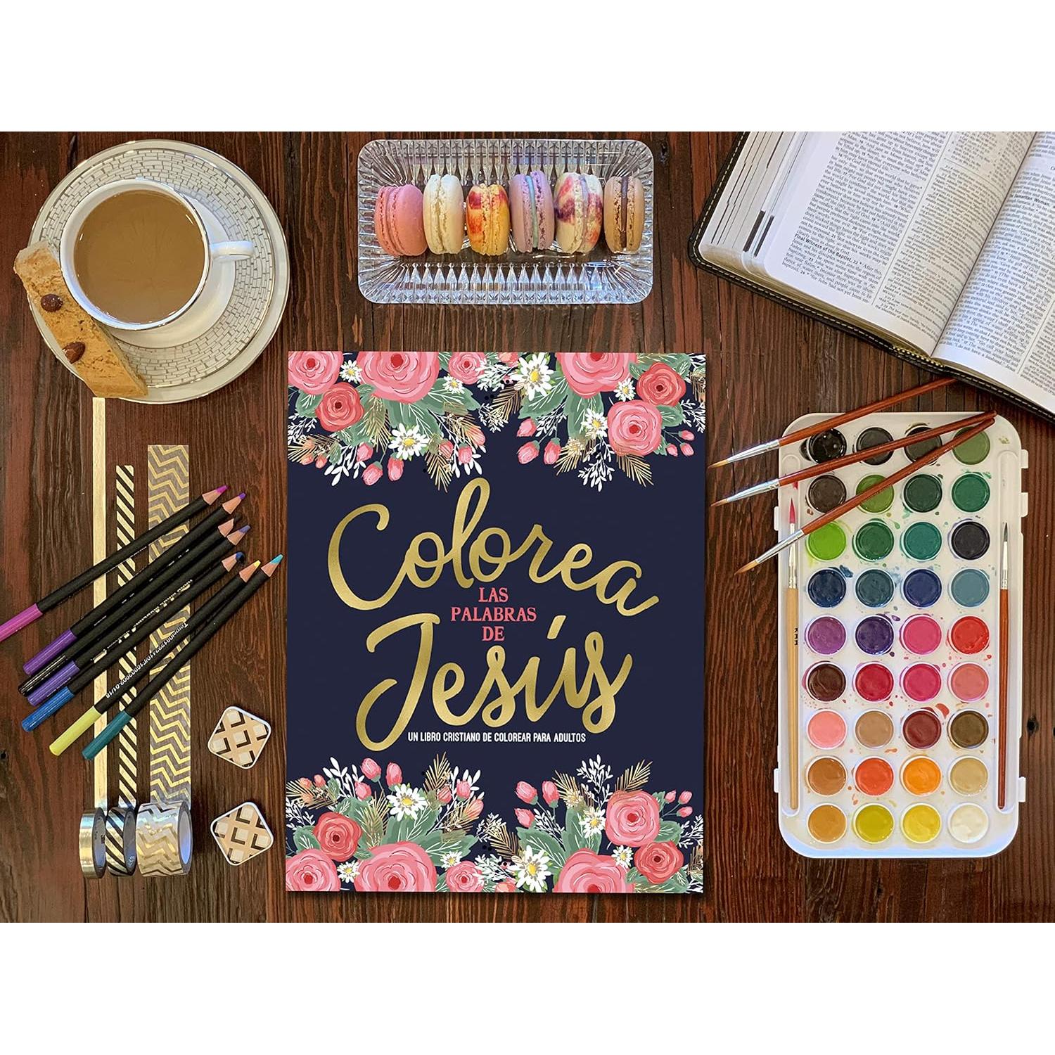 Colorea las palabras de Jesús: Un libro cristiano de colorear para adultos (Spanish Edition)