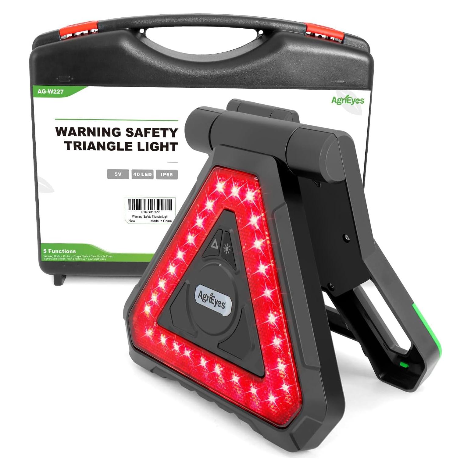 Luces de Triángulo de Emergencia Agrieyes LED Recargables USB-C