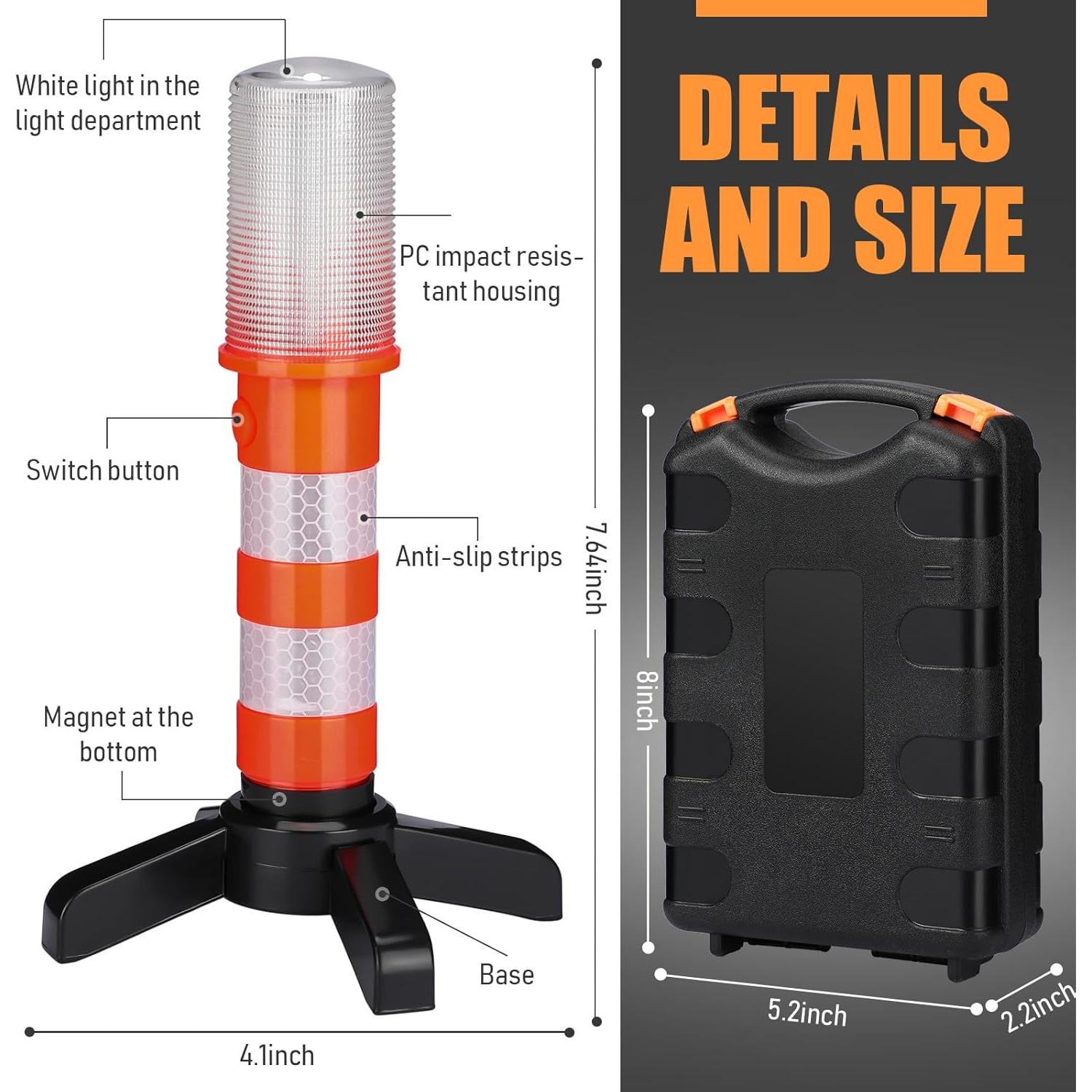 Kit de Bengalas LED de Emergencia Leumoi - 12 Piezas con Bases Magnéticas