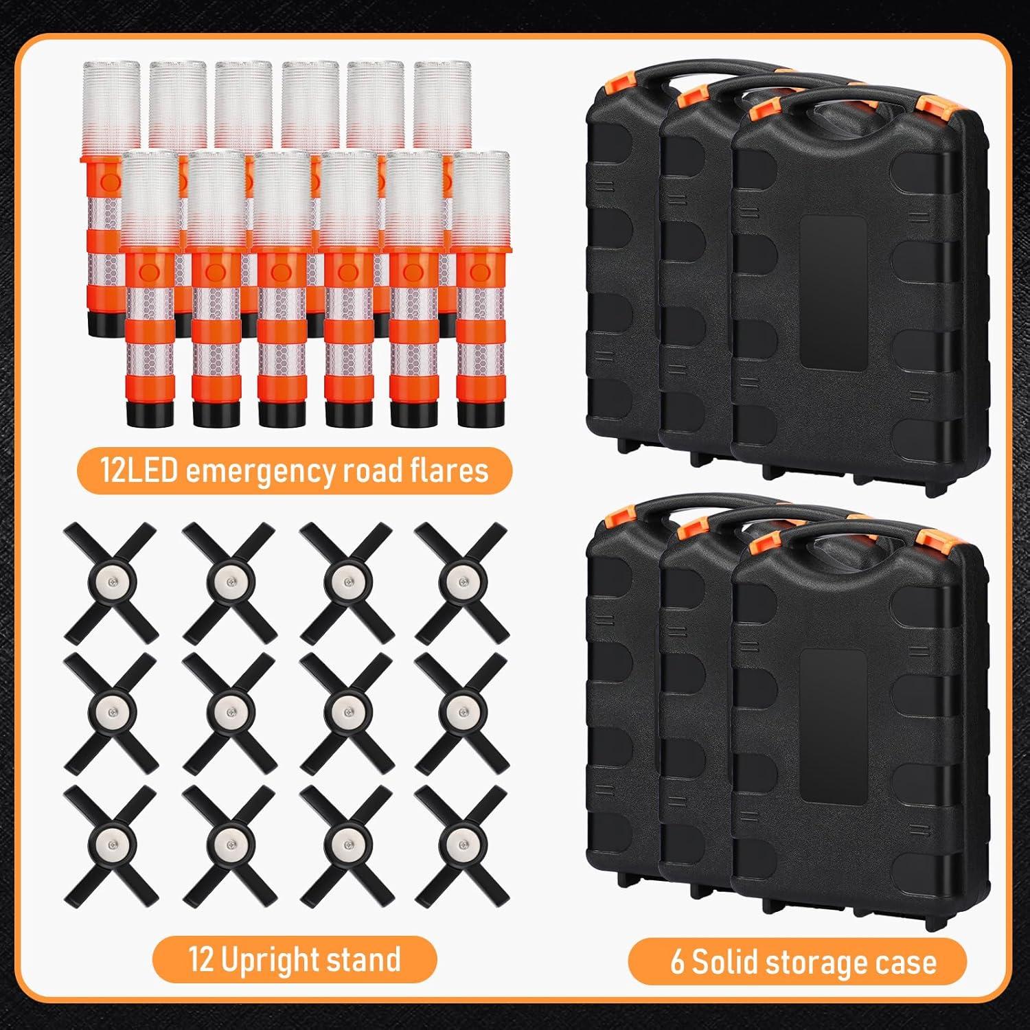 Kit de Bengalas LED de Emergencia Leumoi - 12 Piezas con Bases Magnéticas