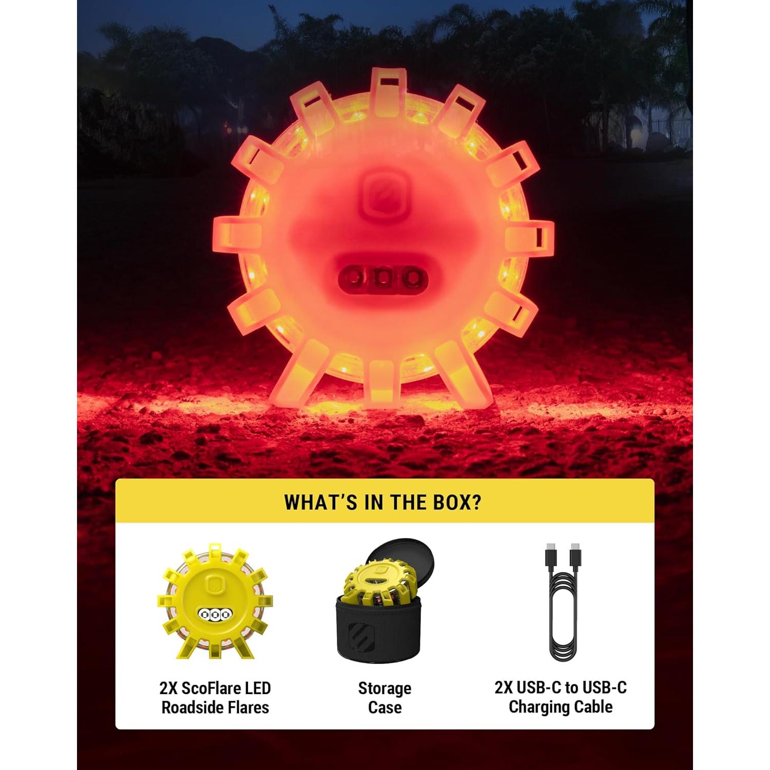 Bengalas LED de Emergencia Scosche ScoFlare - 2 Piezas, Recargables