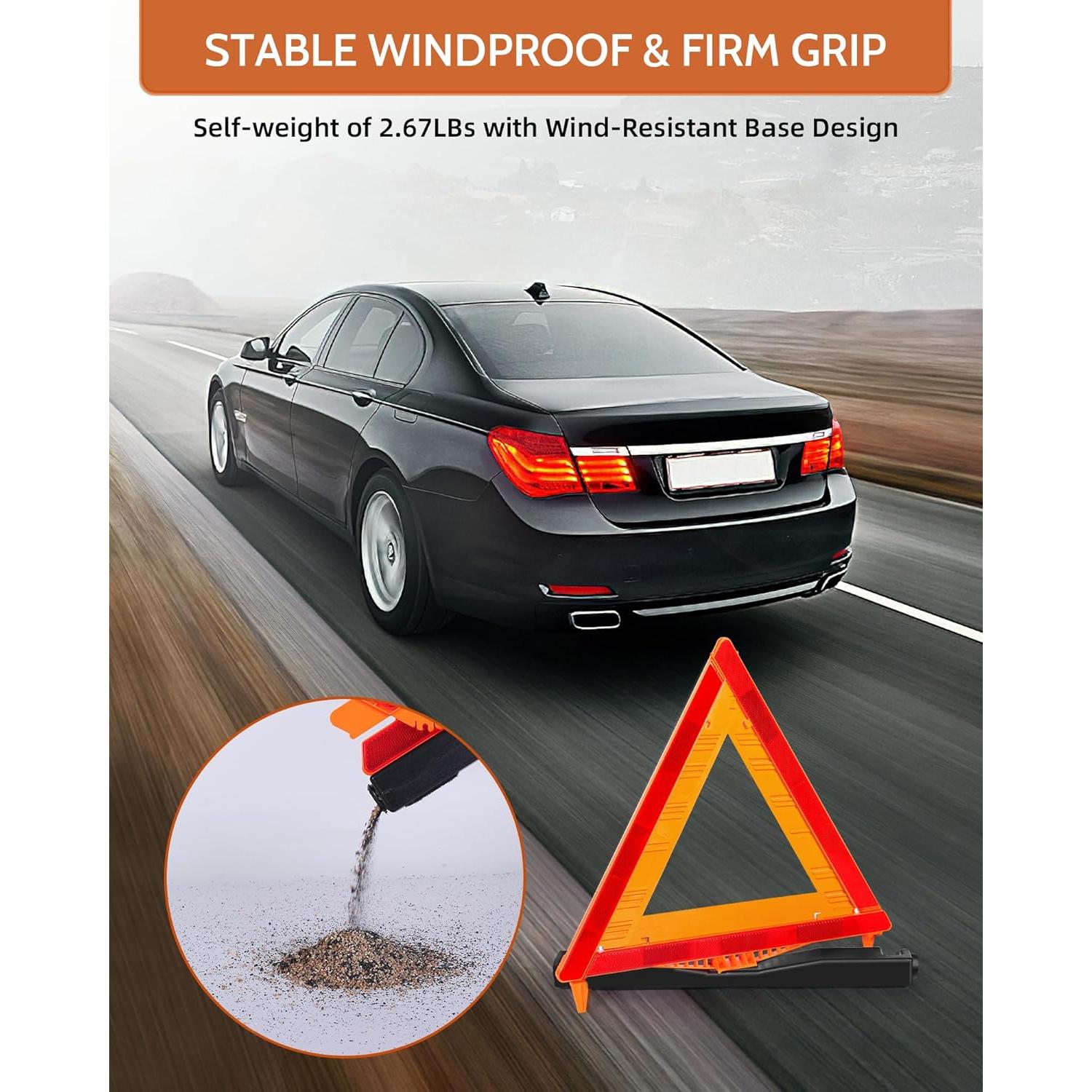 Triángulos de Seguridad Noone x3 Reflectantes Plegables 43cm