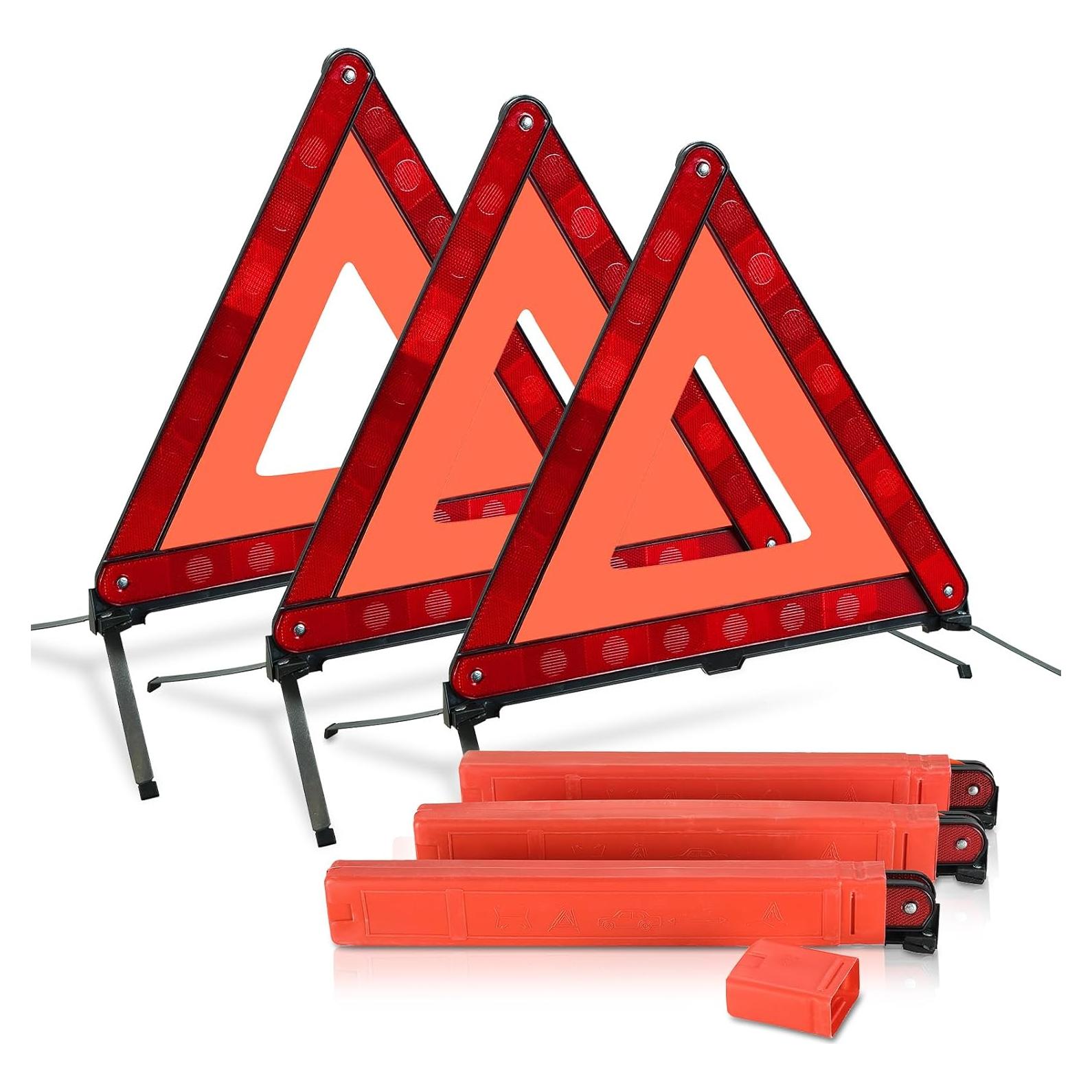 Kit de Triángulos de Advertencia NATGAI - Seguridad Vial 3 Pzas