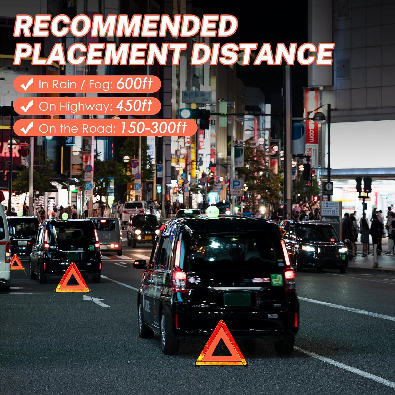 Kit de Triángulos de Advertencia NATGAI - Seguridad Vial 3 Pzas