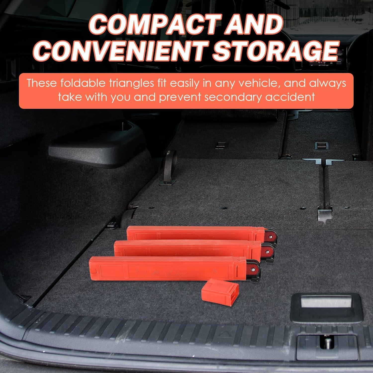 Kit de Triángulos de Advertencia NATGAI - Seguridad Vial 3 Pzas