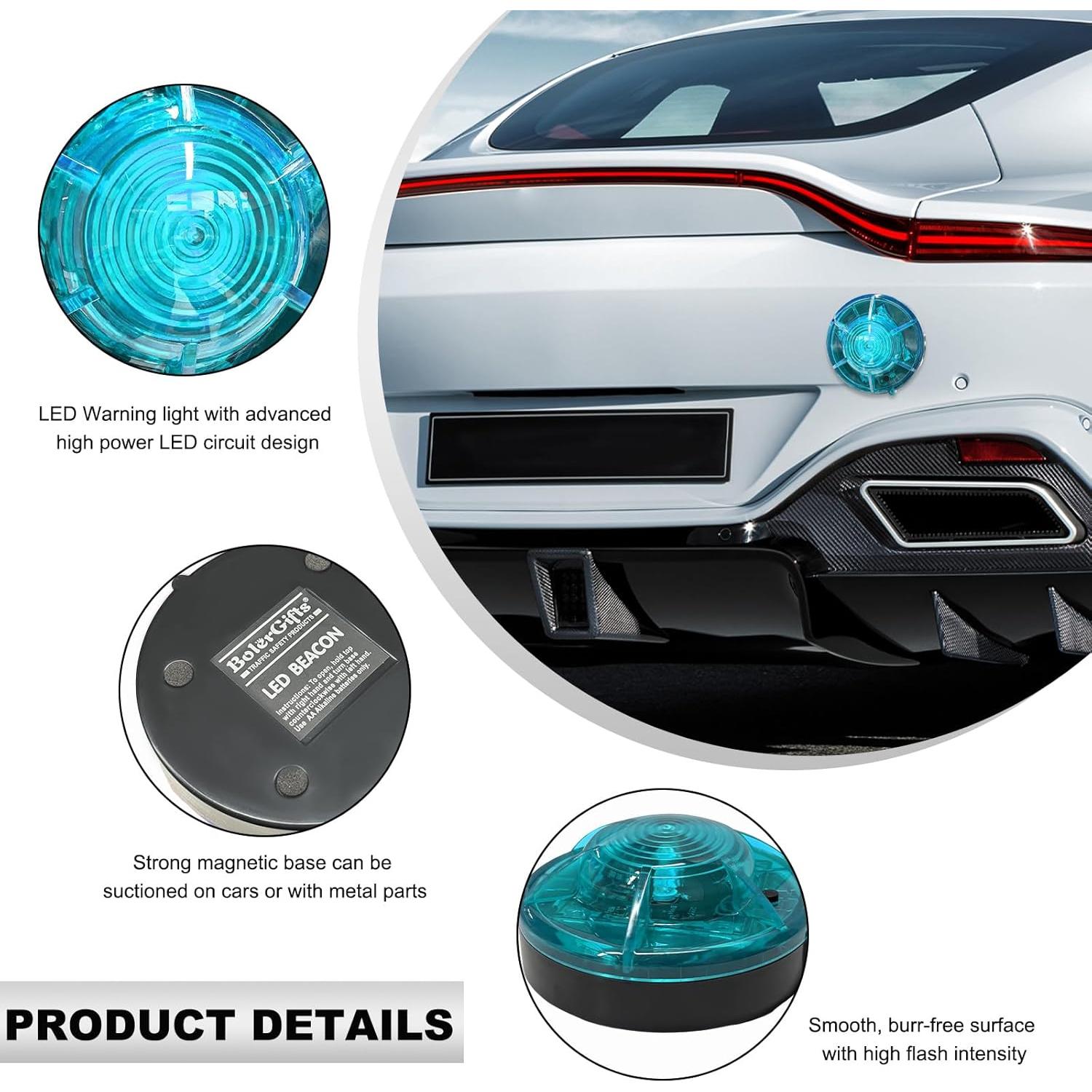 Luces de Advertencia LED DXNQ con Base Magnética Azul