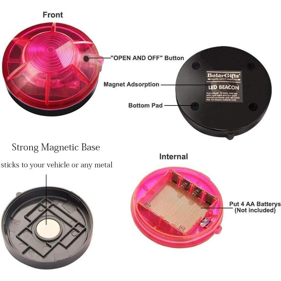 Luces de Advertencia LED MIUHIU JS-005 Impermeables Rojo