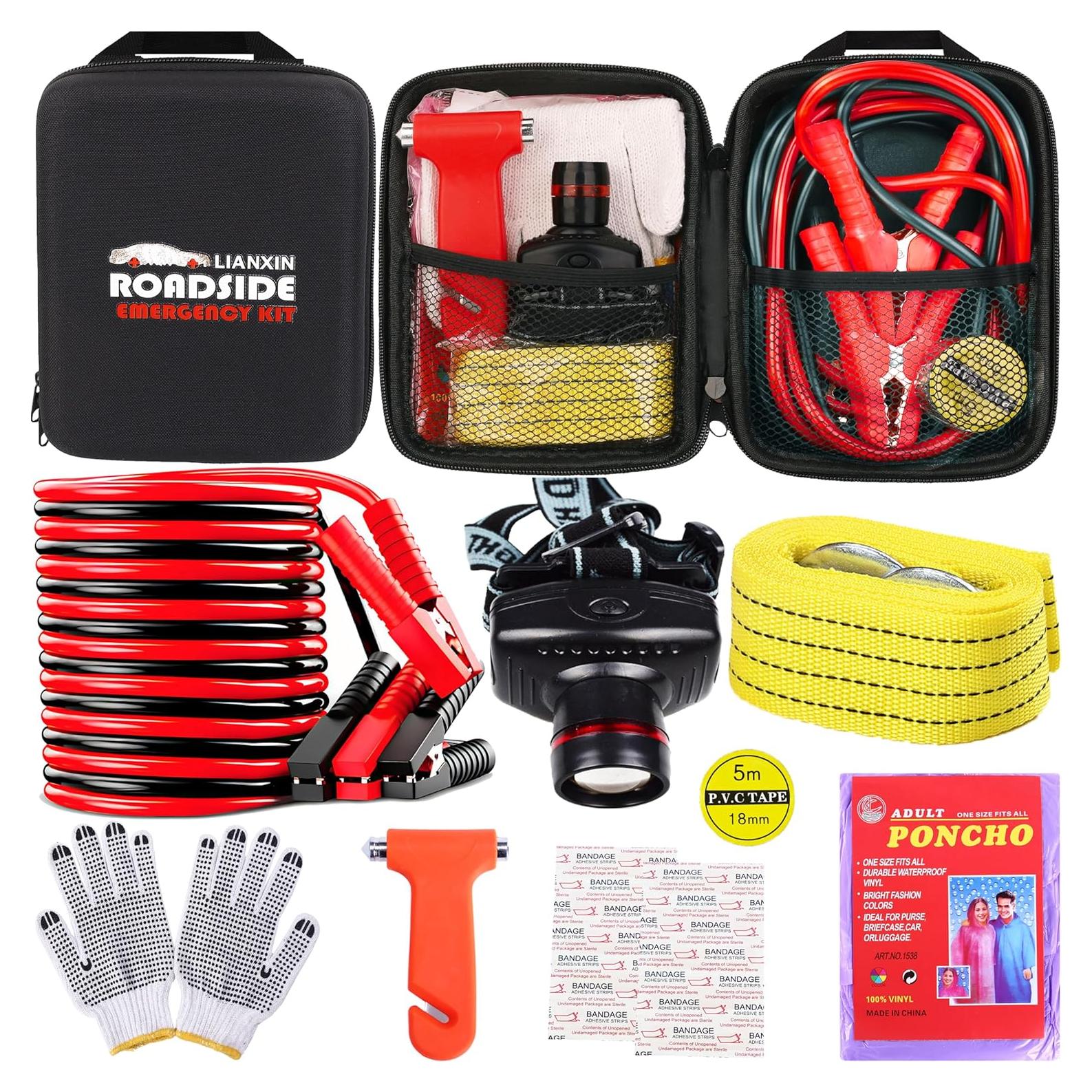 Kit de Emergencia en Carretera LIANXIN GJB-35 con Linterna y Cables