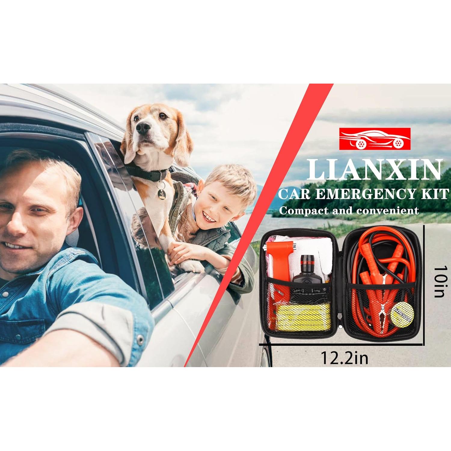 Kit de Emergencia en Carretera LIANXIN GJB-35 con Linterna y Cables