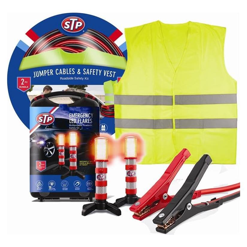Kit de Seguridad Vehicular STP con Flares LED y Cables de Arranque