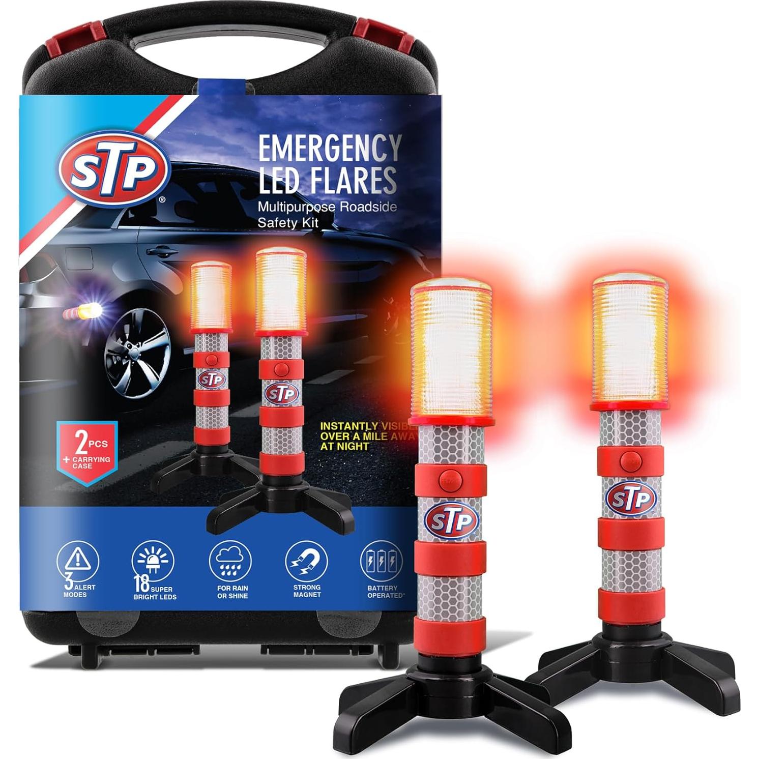 Kit de Seguridad Vehicular STP con Flares LED y Cables de Arranque