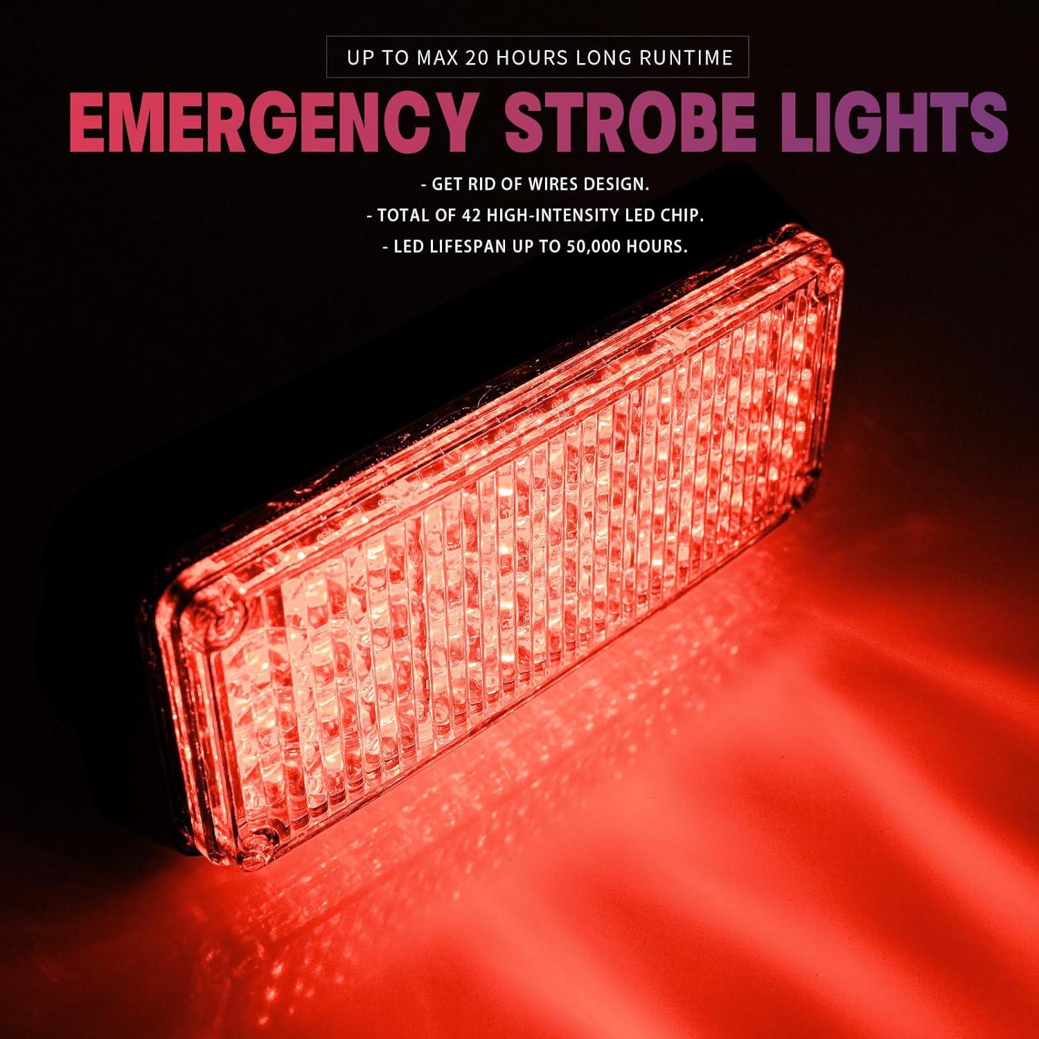 Luz Estroboscópica LED de Emergencia BooYu Y020-RR 2 Pcs Rojo