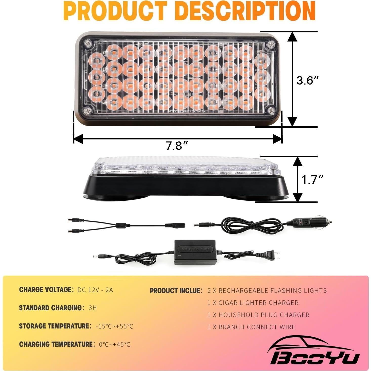Luz Estroboscópica LED de Emergencia BooYu Y020-RR 2 Pcs Rojo