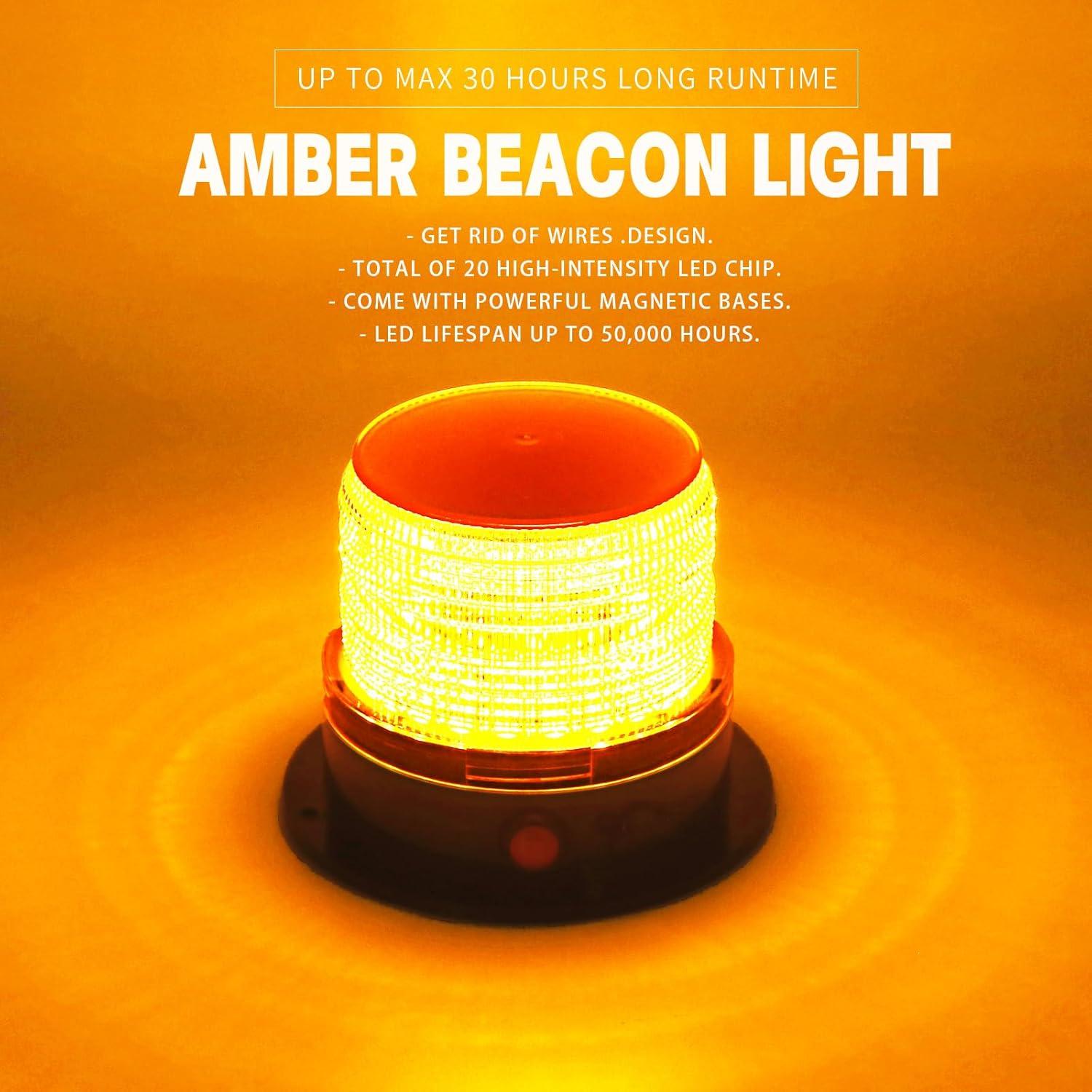 Luz de Advertencia Ámbar BooYu BY013 con Base Magnética 2 Pcs