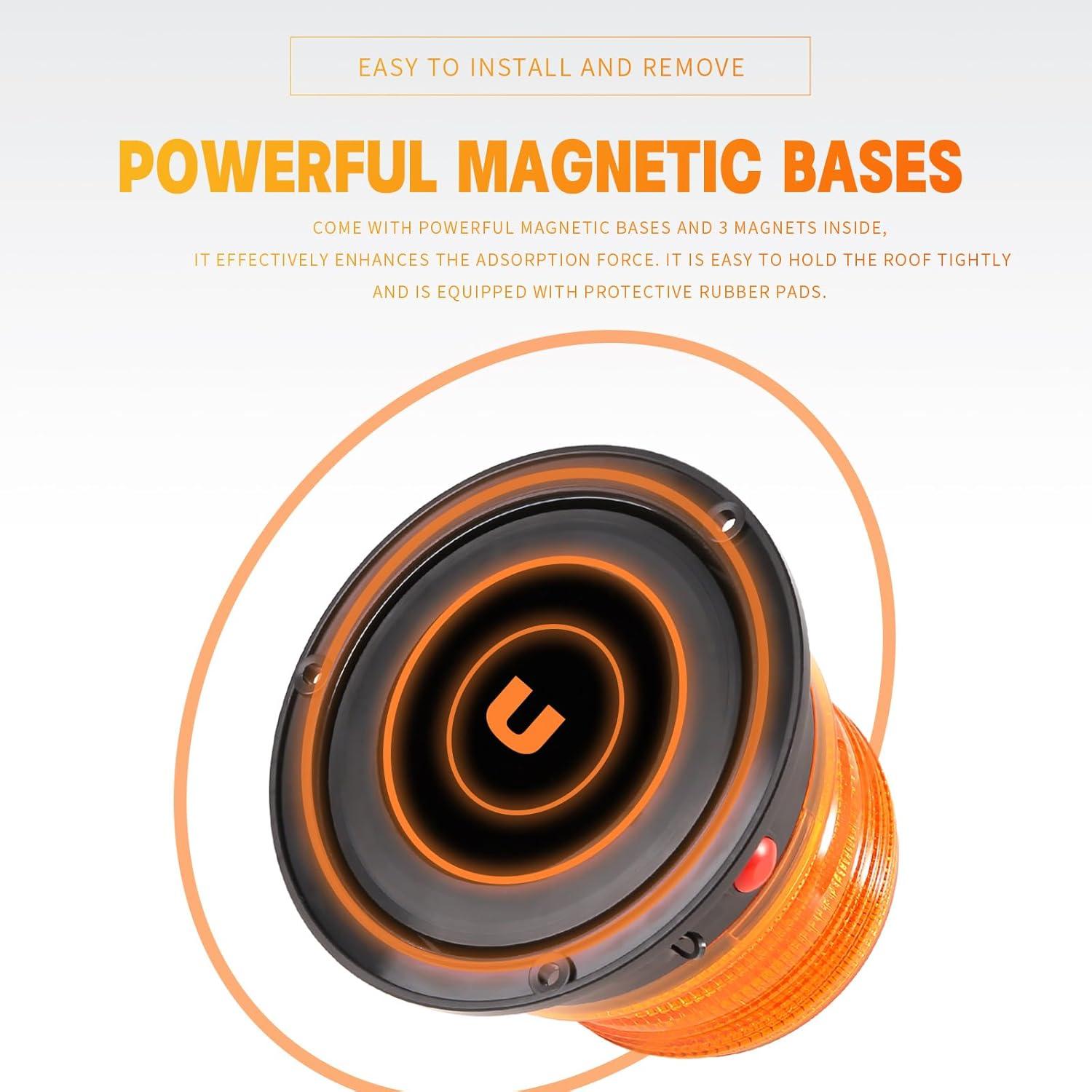 Luz de Advertencia Ámbar BooYu BY013 con Base Magnética 2 Pcs