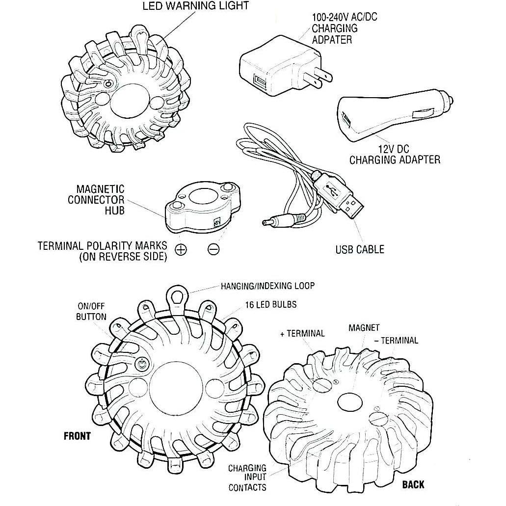 Luz de Advertencia LED Eco Safety RPF16LM Amarillo Recargable