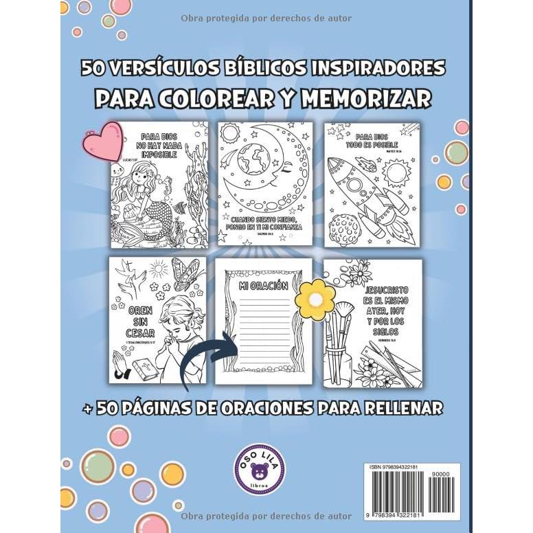 Versículos de la Biblia Libro de Colorear para Niños: 50 Bellas Ilustraciones Religiosas con Versos Bíblicos de las Sagradas Escrituras Fáciles de ... y Adolescentes Cristianos (Spanish Edition)