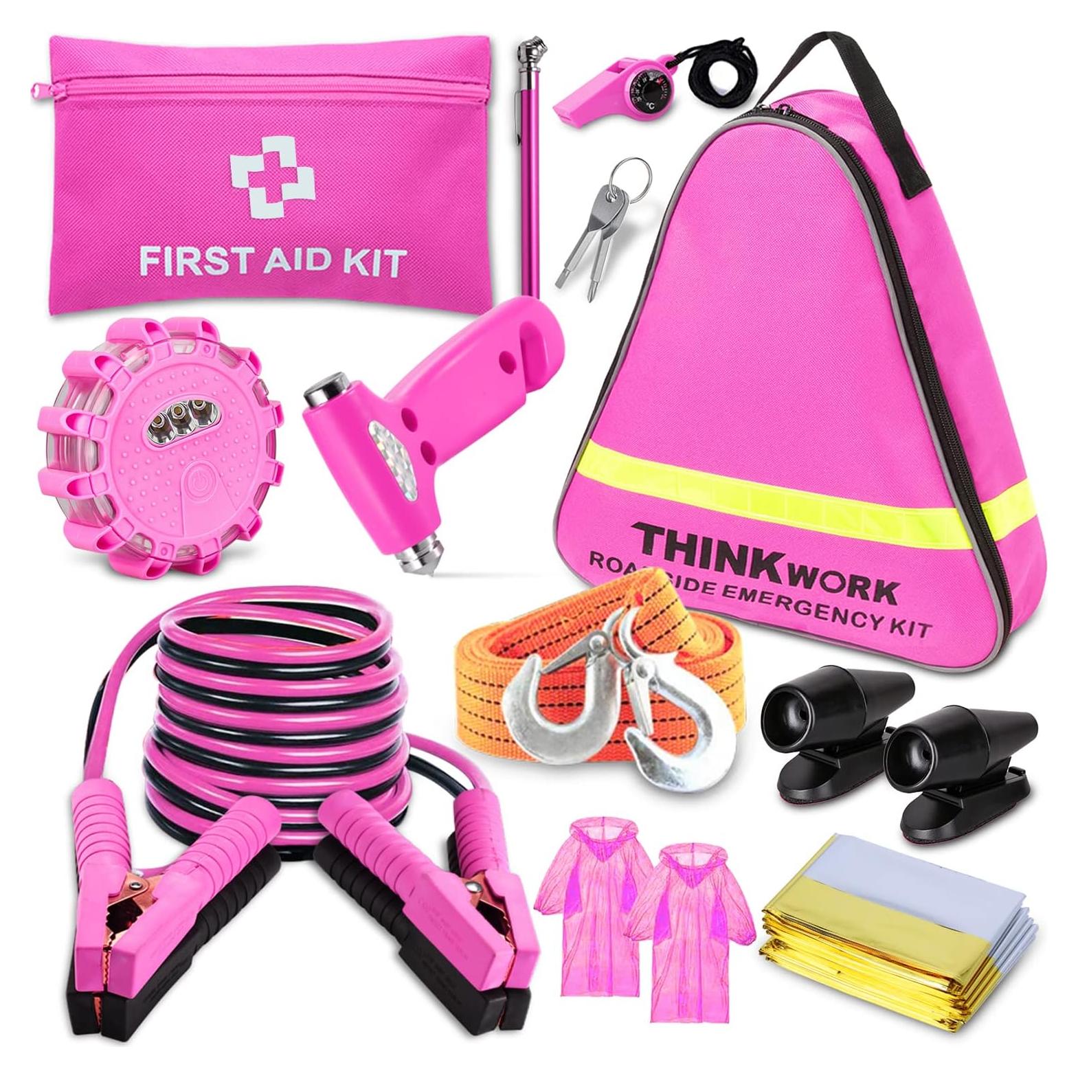 Kit de Emergencia para Automóviles Thinkwork Rosa 10 Piezas