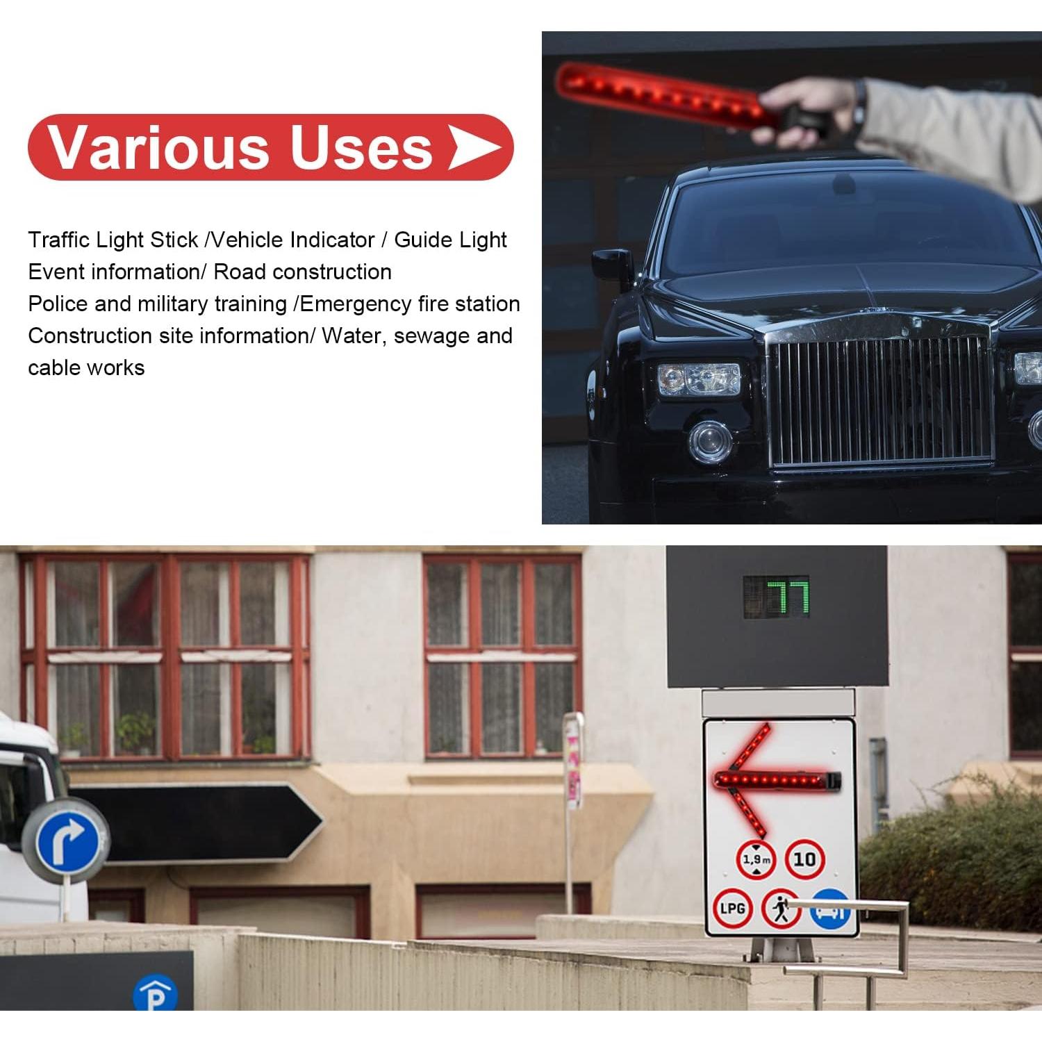 Bastón de tráfico BBMI con luz LED roja y base magnética