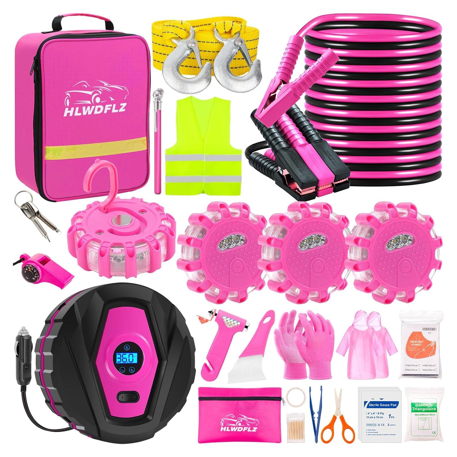 Kit de Emergencia para Automóvil HLWDFLZ 77 Piezas Rosa