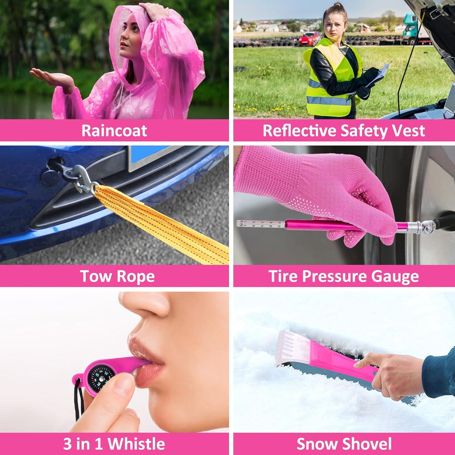 Kit de Emergencia para Automóvil HLWDFLZ 77 Piezas Rosa