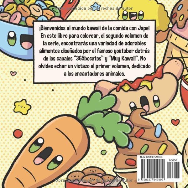Libro de colorear kawaii: Comida kawaii. Para niños a partir de 1 año (libro de colorear kawaii Muy Kawaii) (Spanish Edition)