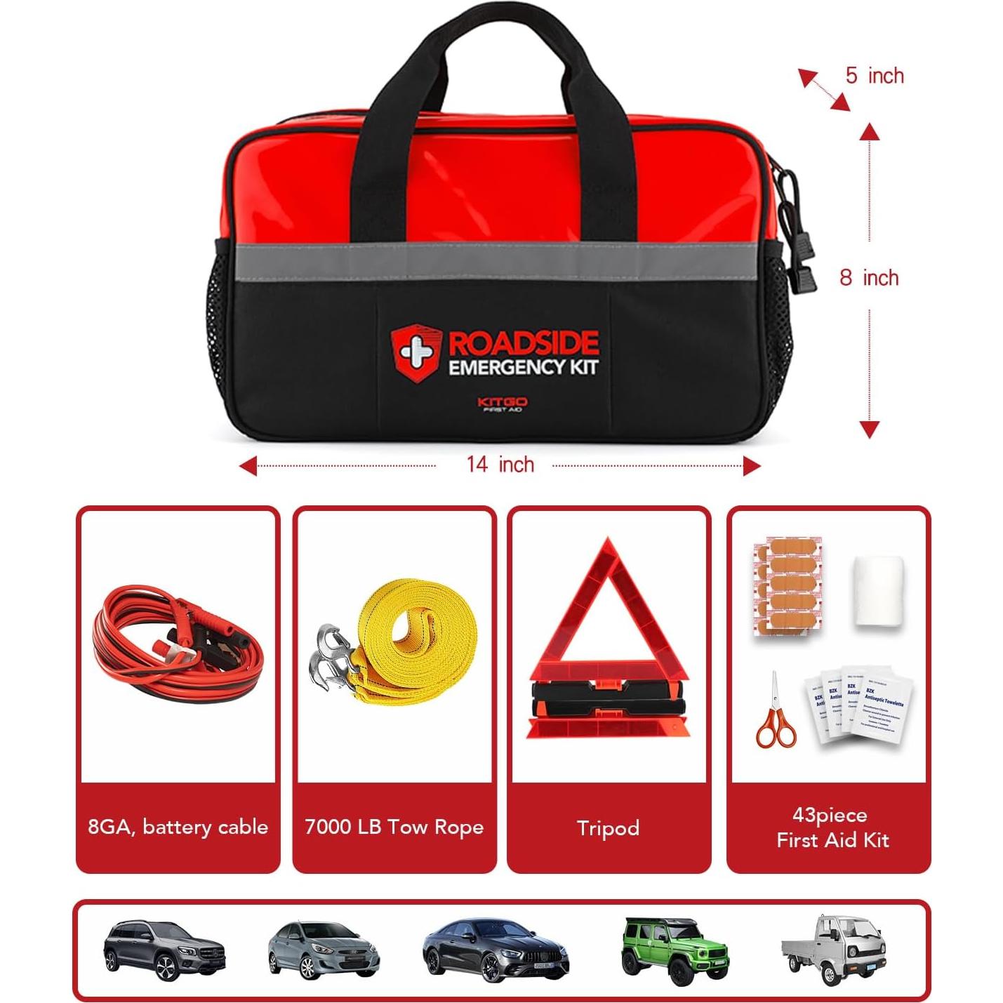 Kitgo Kit de Emergencia para Automóviles 137 Piezas Rojo