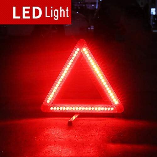 Triángulo de Advertencia LED ZYHW Rojo 60 Luces para Emergencias