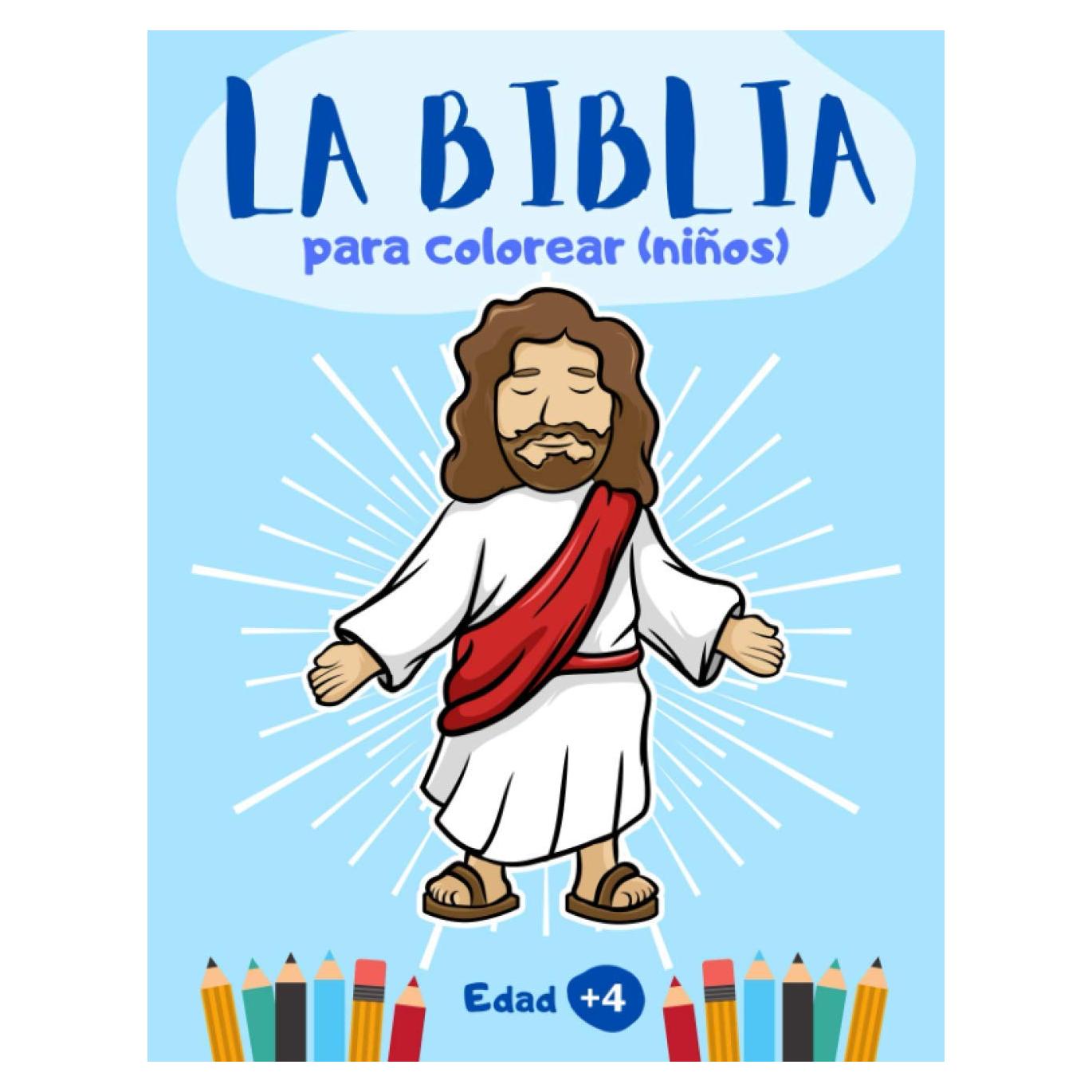 La Biblia para colorear (niños): 40 dibujos de la Biblia para colorear | libro cristiano para niños y niñas de 4 a 8 años | láminas para colorear y aprender la vida de Jesús (Spanish Edition)