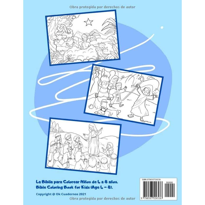 La Biblia para colorear (niños): 40 dibujos de la Biblia para colorear | libro cristiano para niños y niñas de 4 a 8 años | láminas para colorear y aprender la vida de Jesús (Spanish Edition)