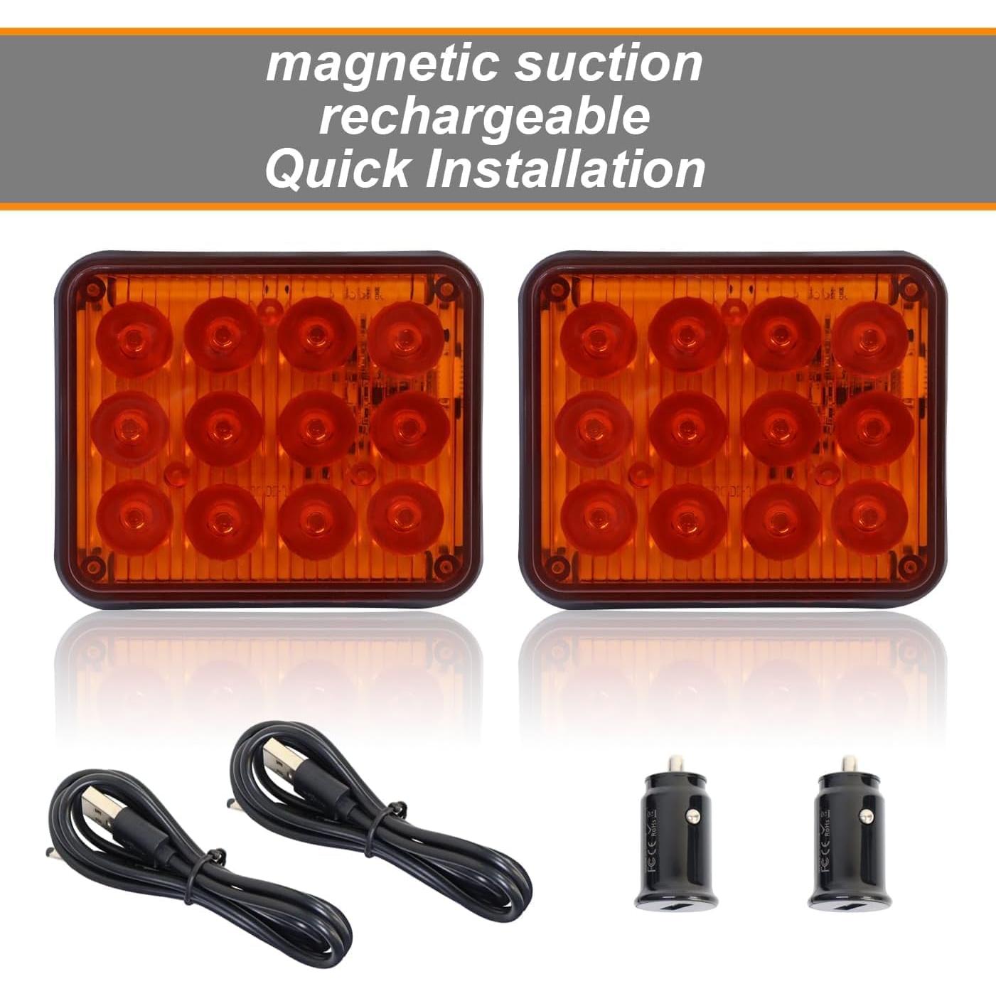 Luces Estroboscópicas Recargables ADAURIS Ámbar 12W Impermeables