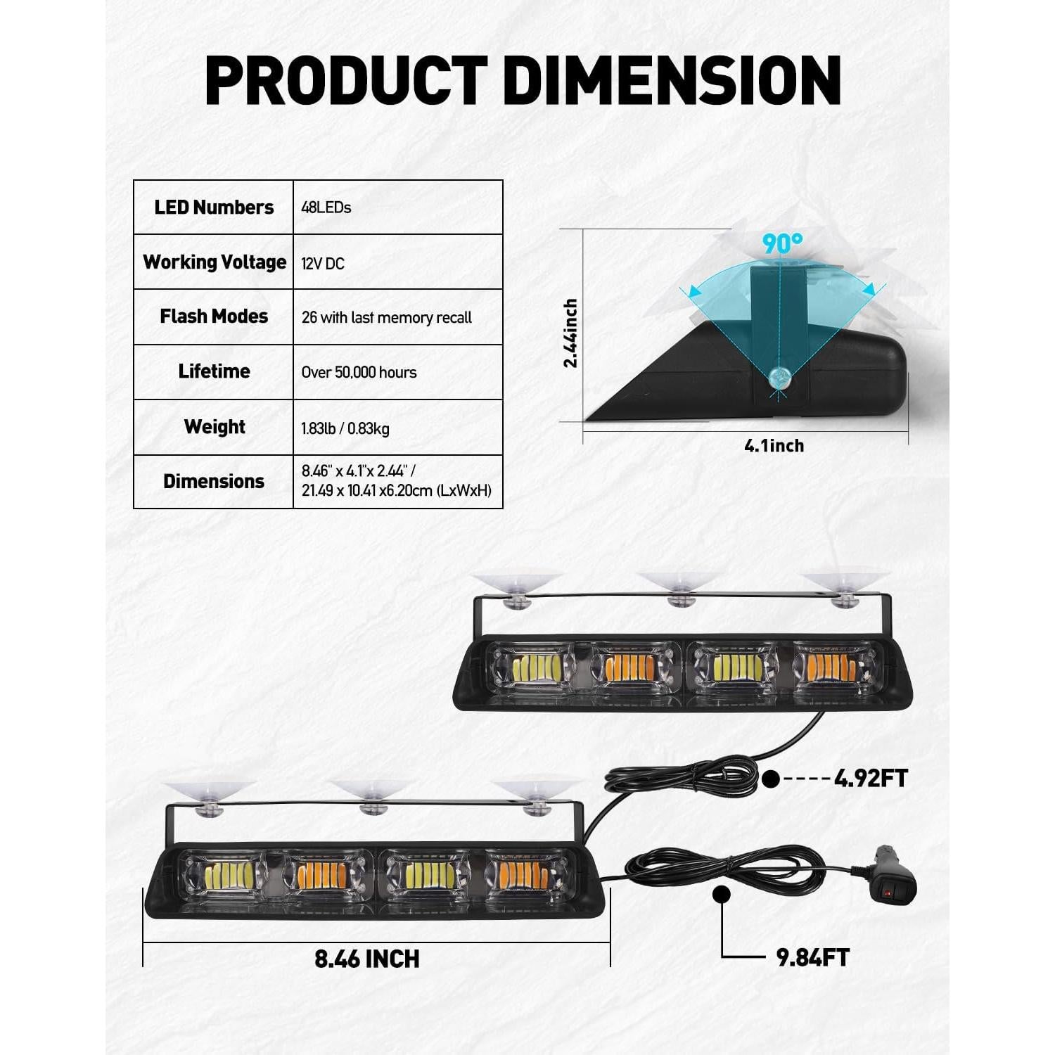 Luces Estroboscópicas de Emergencia HLauto 2002L 48 LED