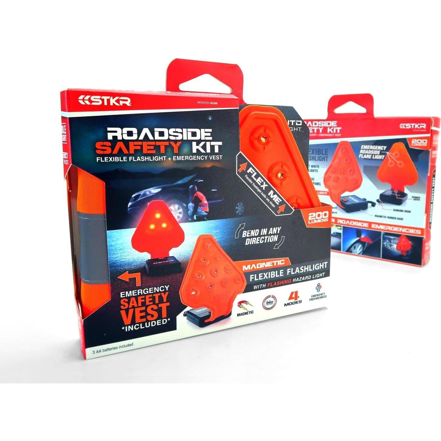 Kit de Seguridad STKR Concepts FLEXIT AUTO con Linterna LED 200 Lúmenes y Chaleco Naranja