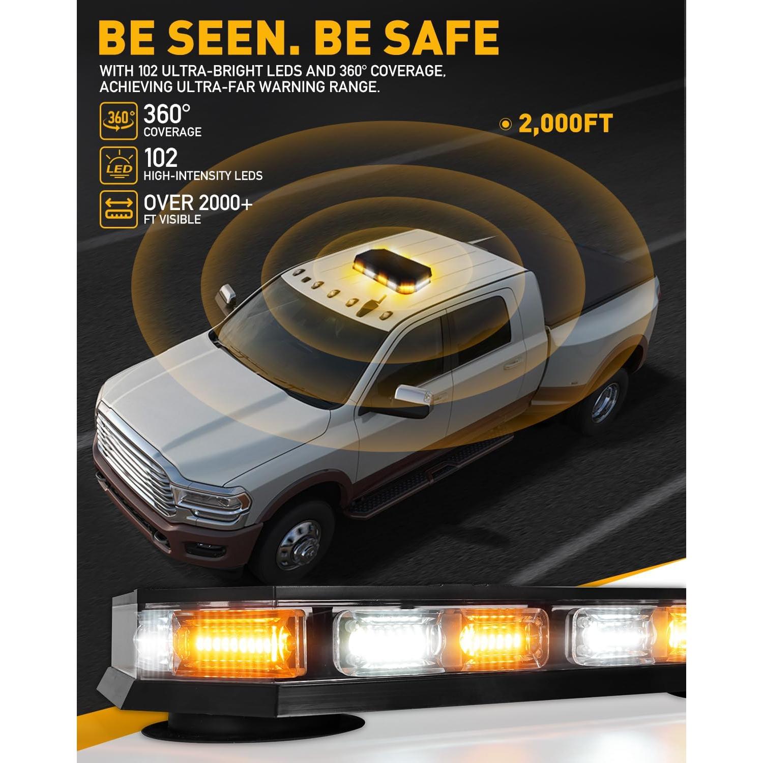 Barra de Luces Estroboscópicas HLauto 406D 102 LED Ámbar Blanco