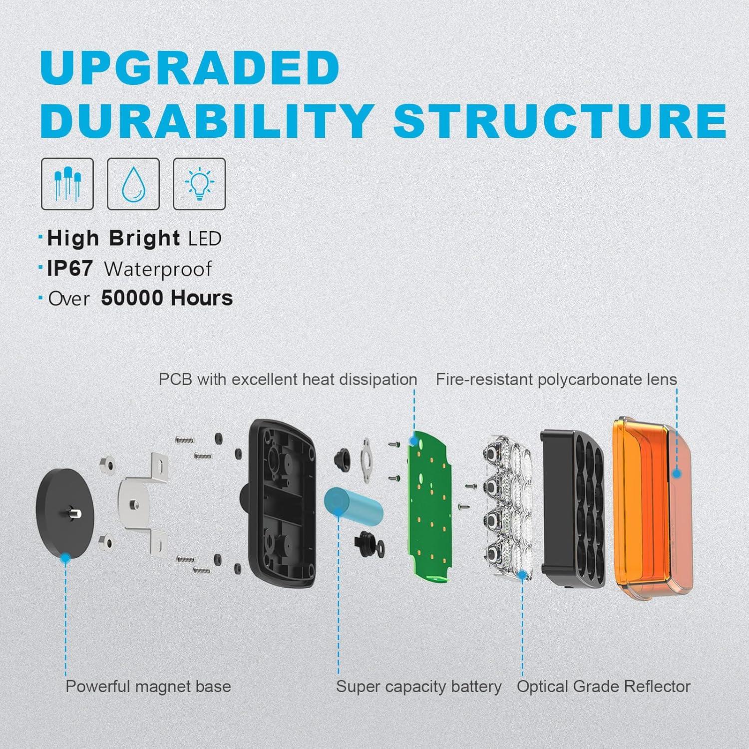 Luces Intermitentes Recargables Agrieyes LED Ámbar 5W