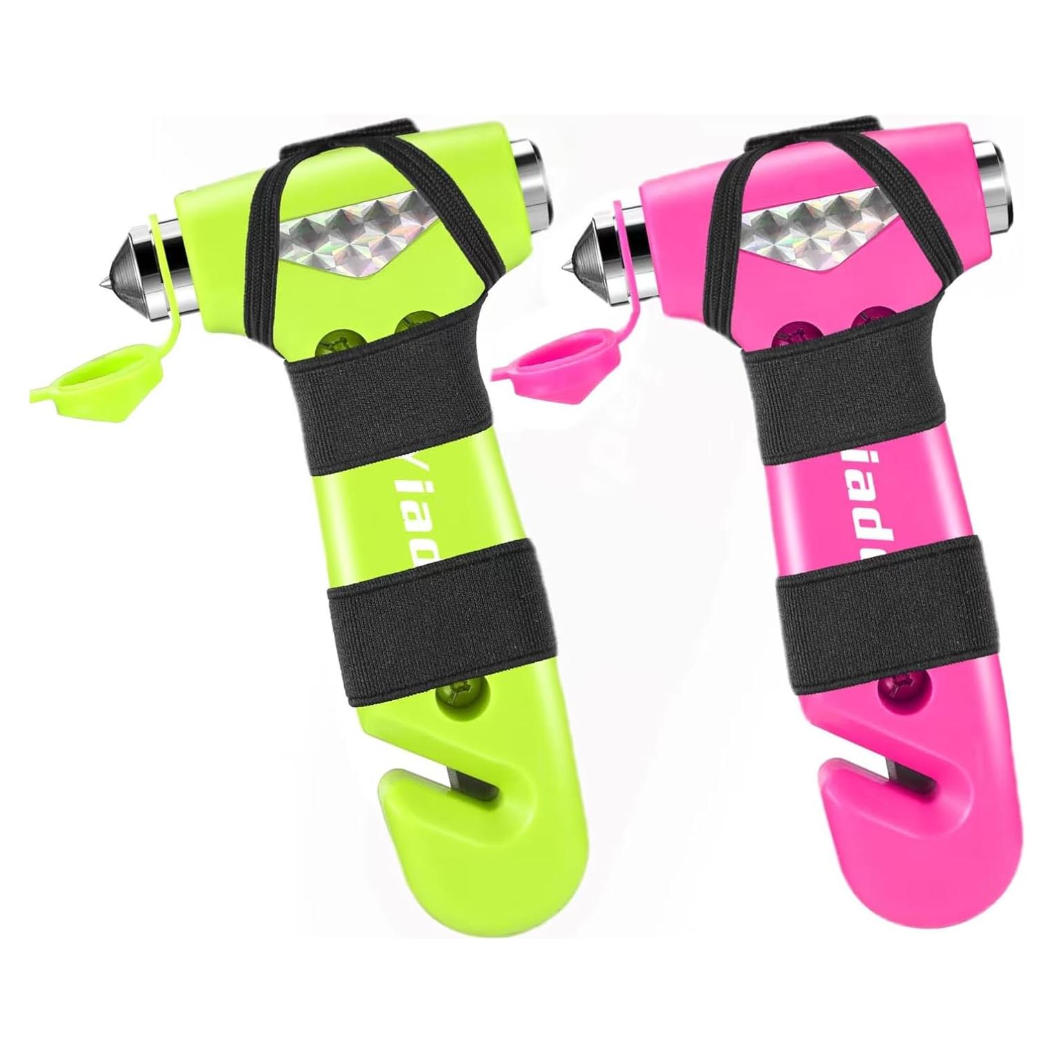 Martillo de Seguridad Yiader con Cortador de Cinturón - Rosa y Verde