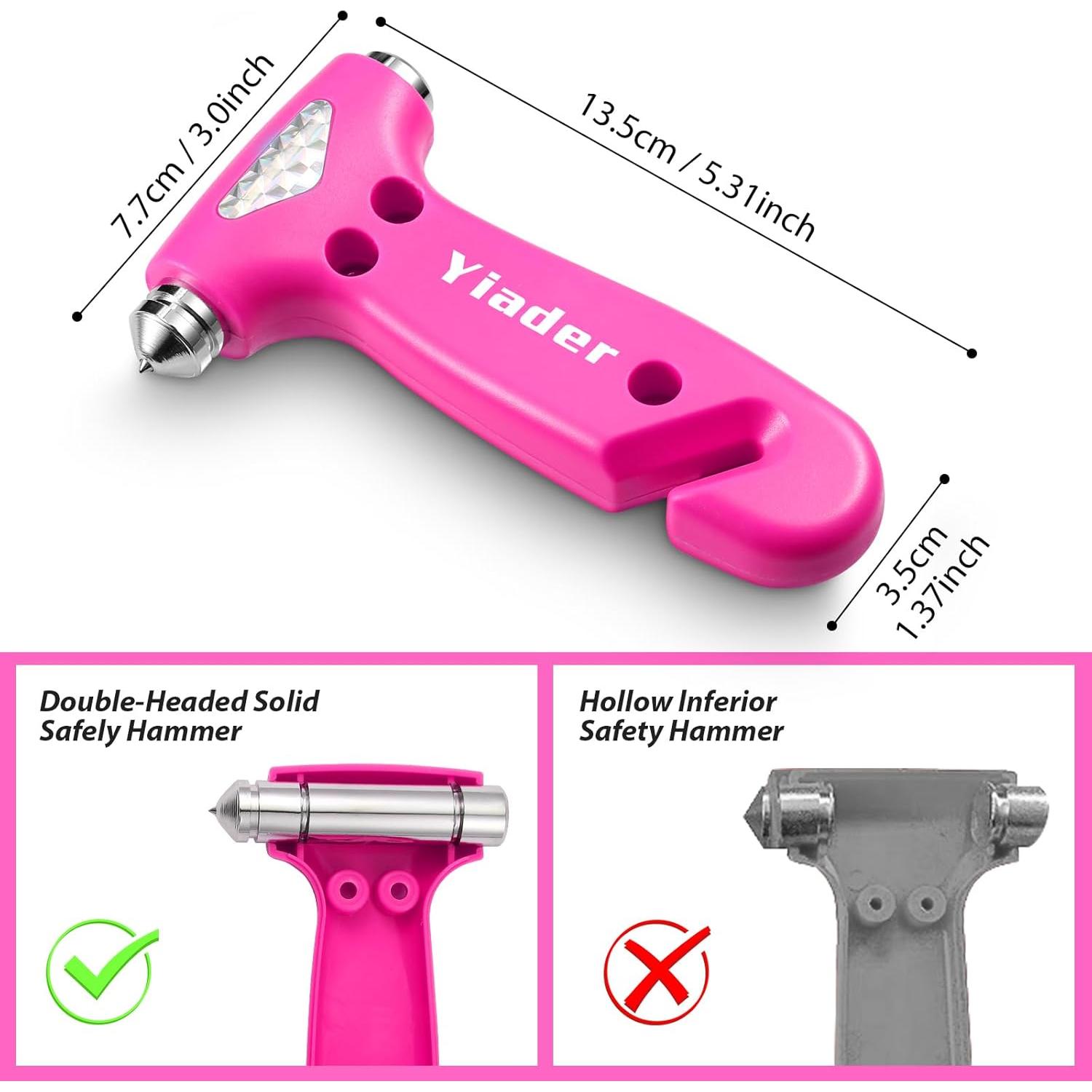 Martillo de Seguridad Yiader con Cortador de Cinturón - Rosa y Verde