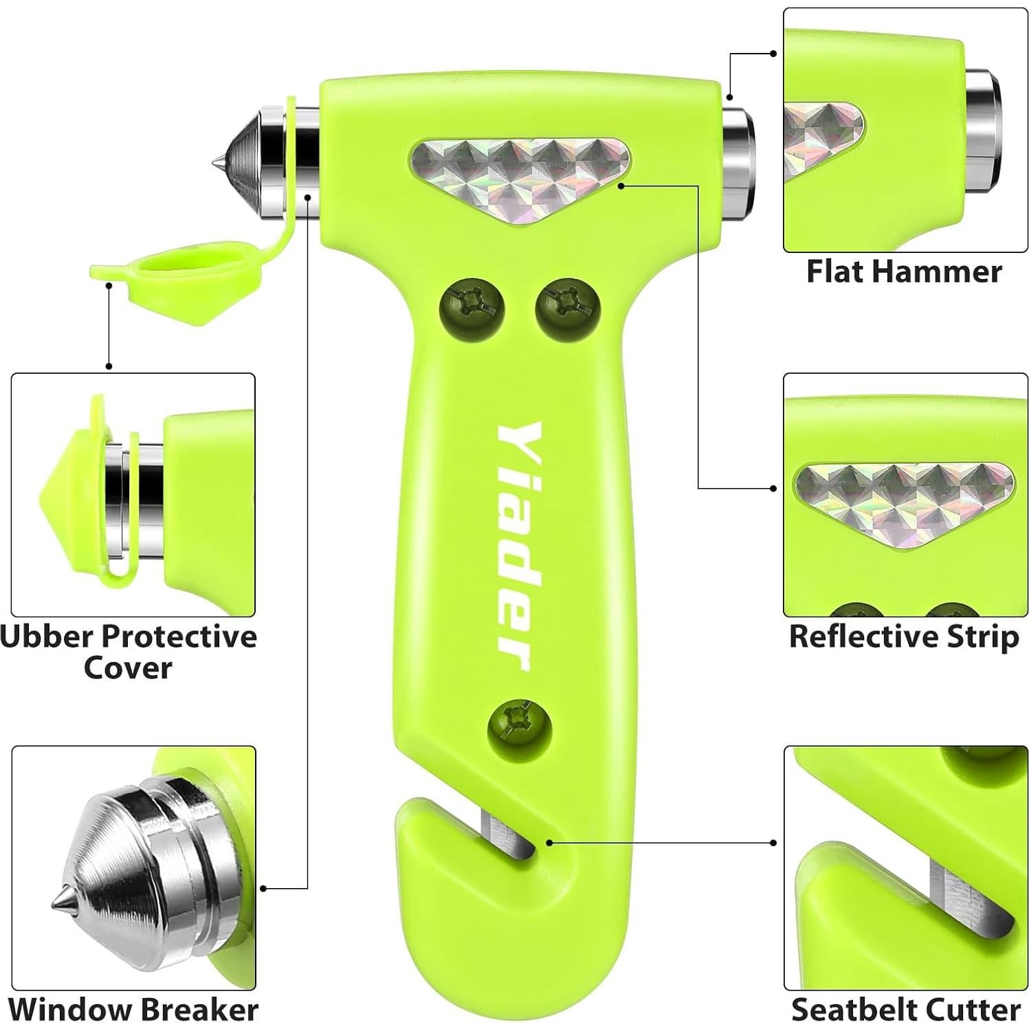 Martillo de Seguridad Yiader con Cortador de Cinturón - Rosa y Verde