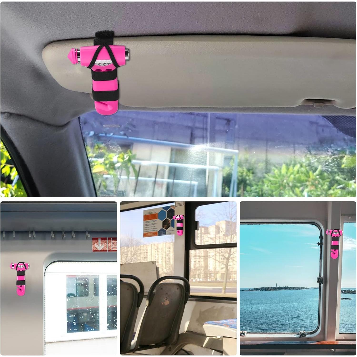 Martillo de Seguridad Yiader con Cortador de Cinturón - Rosa y Verde