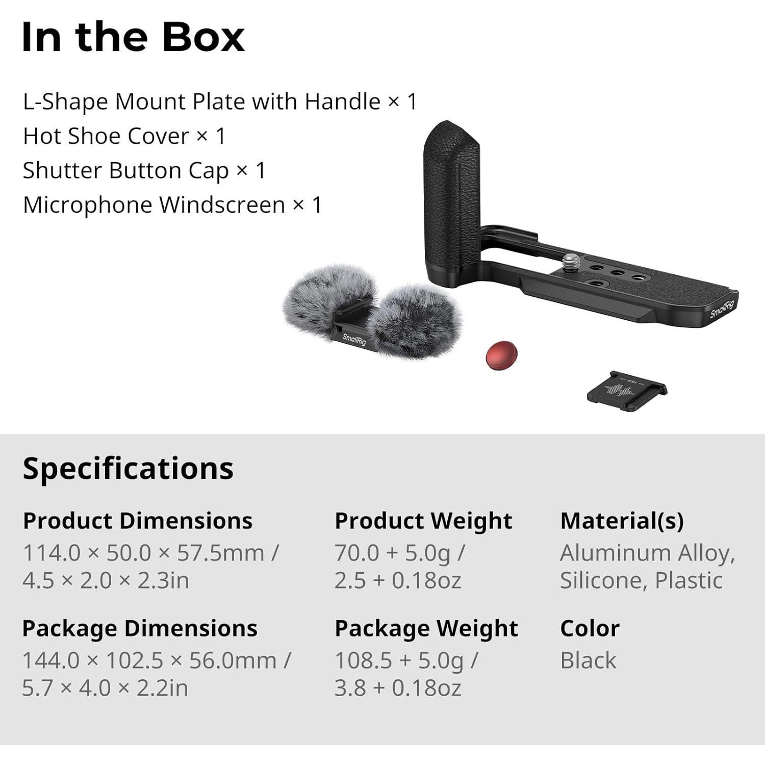 Mango en L SmallRig 4876 para FUJIFILM X-M5 con Placa Arca