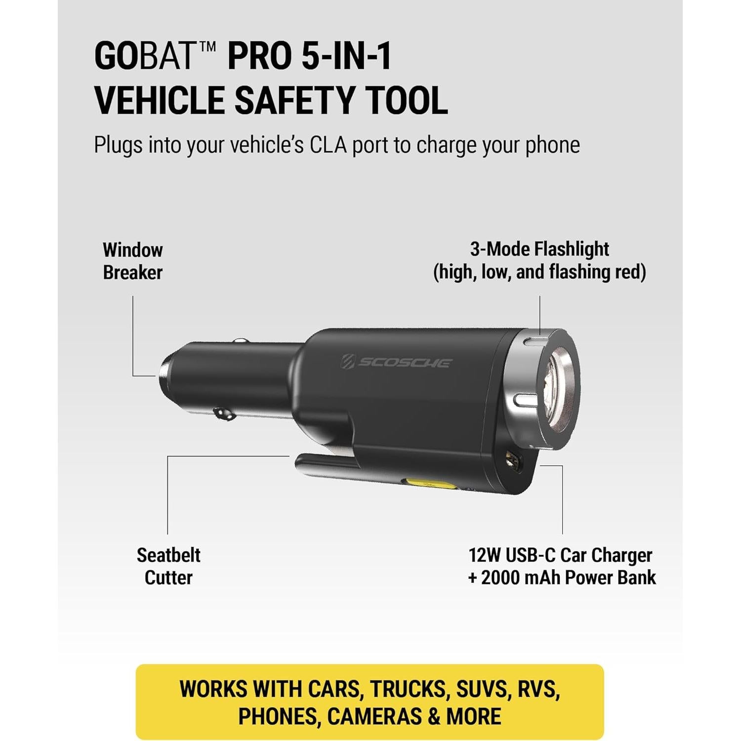 Kit de Seguridad para Vehículos Scosche GoBat Pro 5-en-1