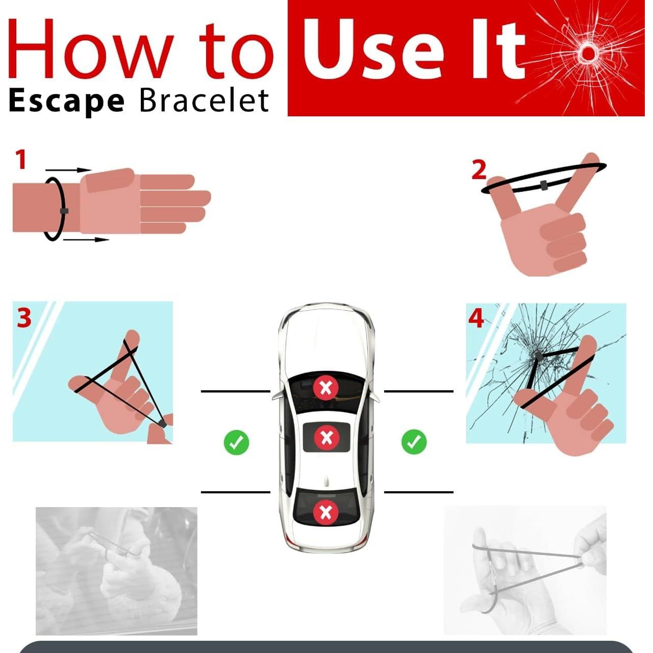 2 Pulseras Tácticas Rompe Ventana de Coche Genérico EDC