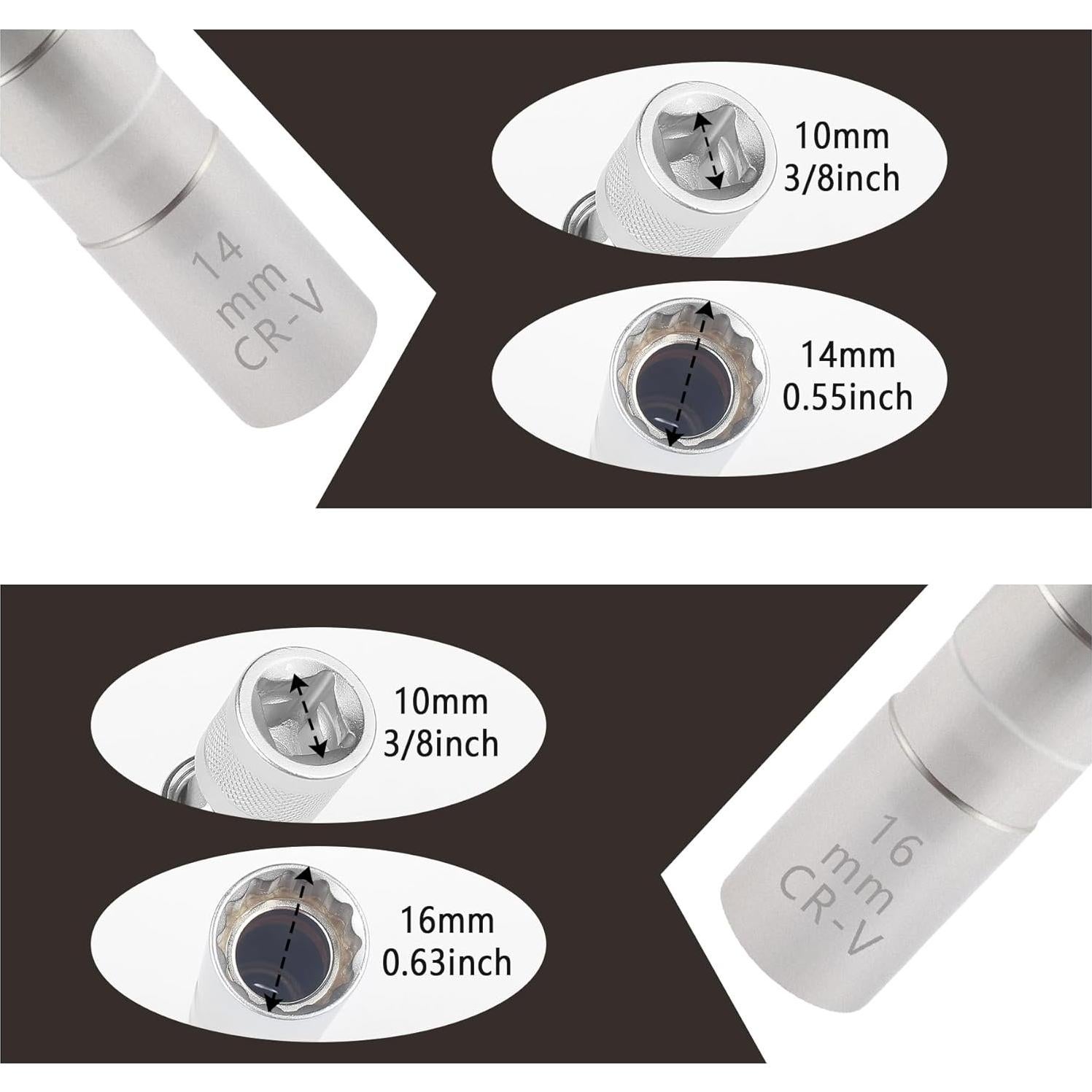 Juego de Llaves de Bujías Salior 14mm y 16mm Magnéticas