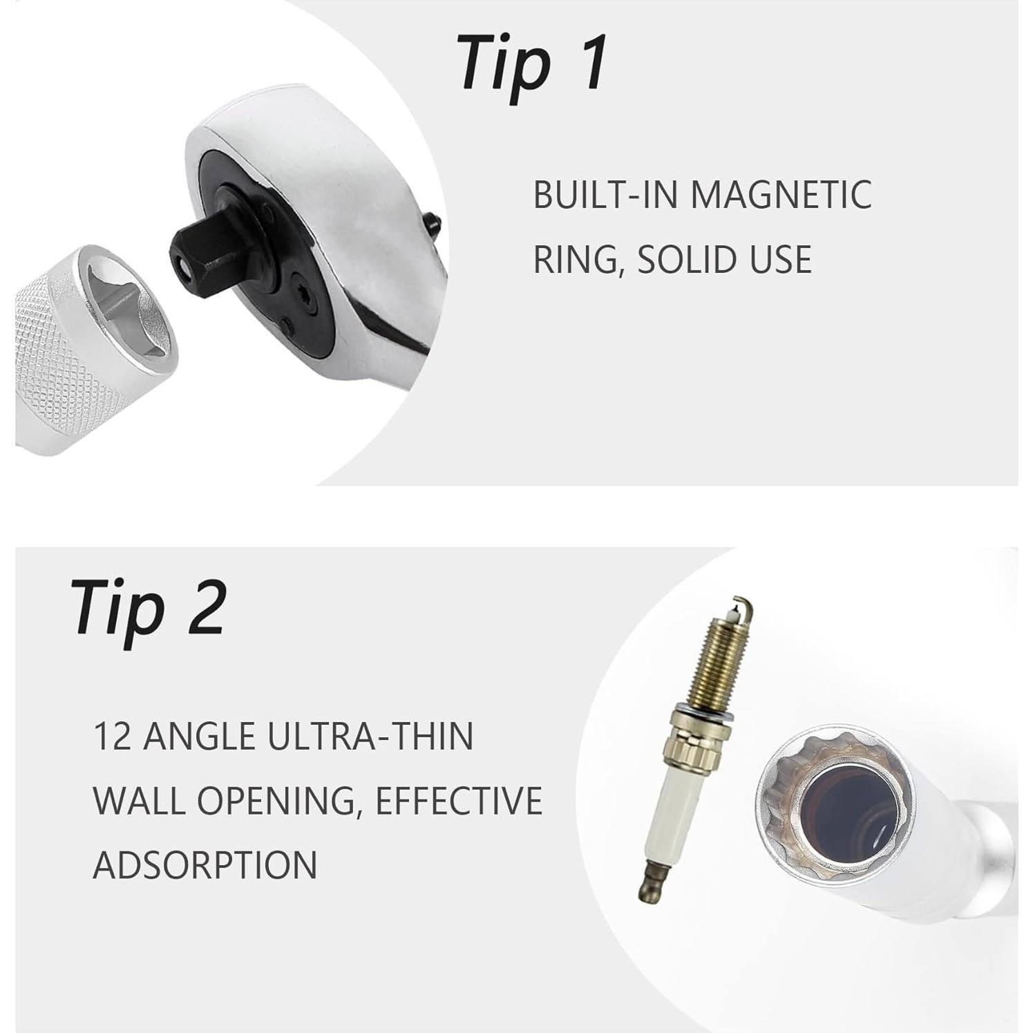 Juego de Llaves de Bujías Salior 14mm y 16mm Magnéticas