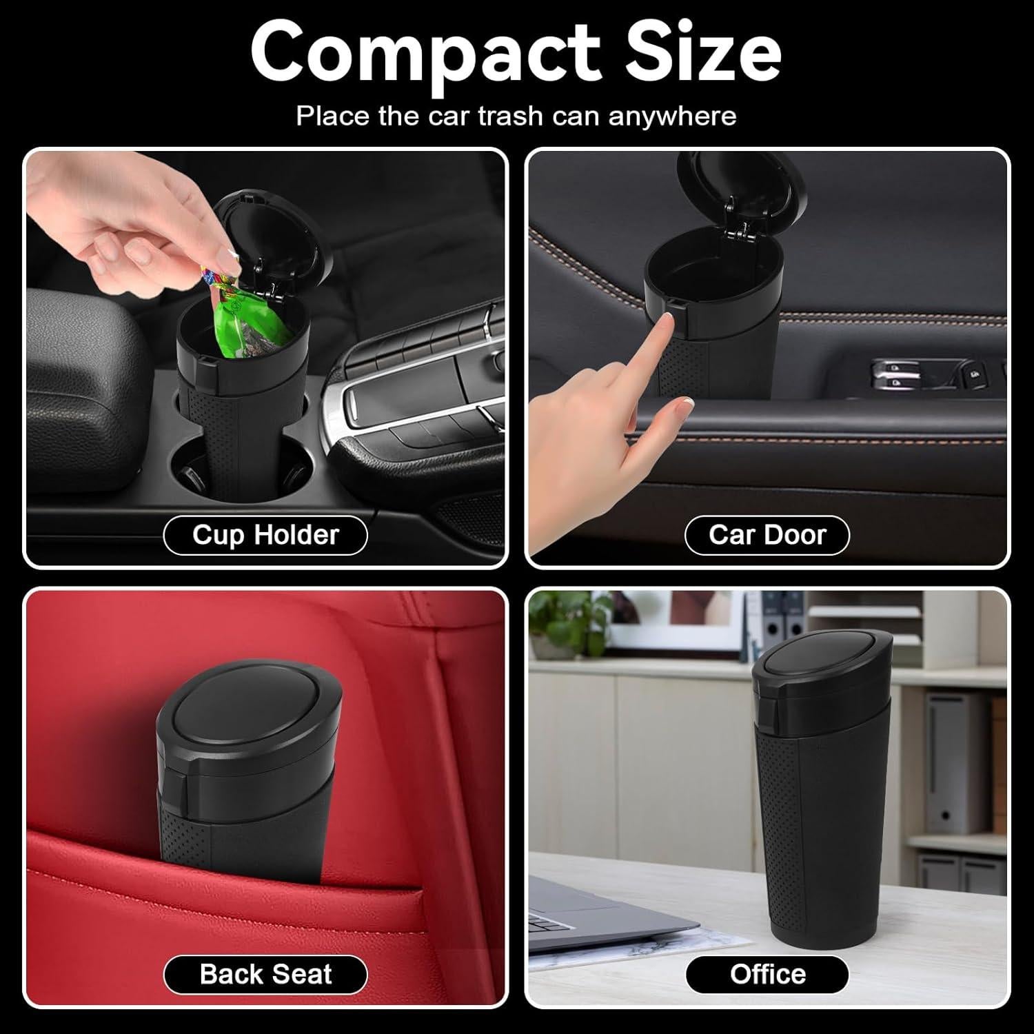 Bote de Basura para Auto LCMWHOP Negro a Prueba de Fugas