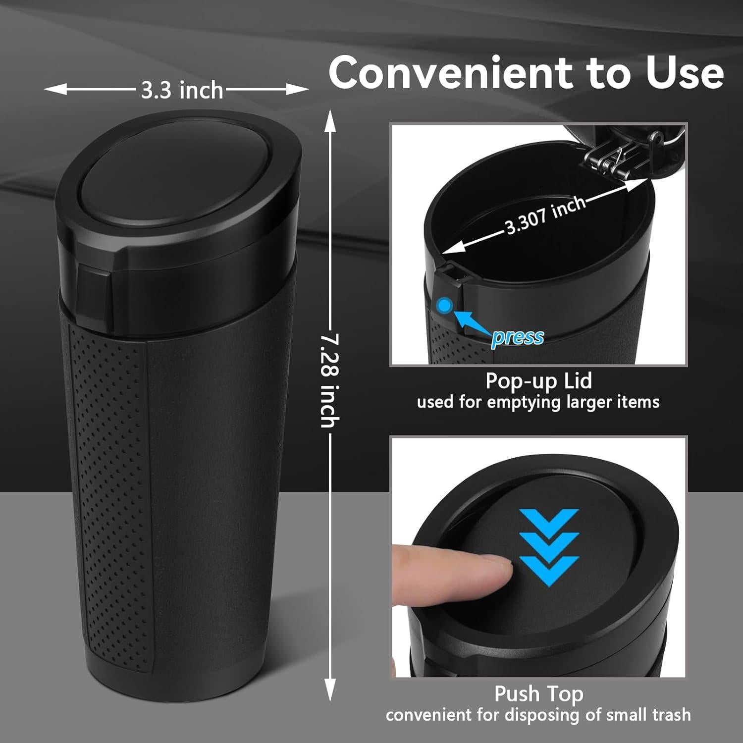 Bote de Basura para Auto LCMWHOP Negro a Prueba de Fugas