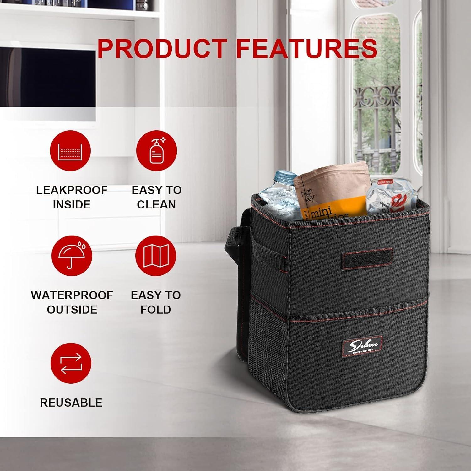 Basurero de Auto Simple Deluxe 2 Pack Plegable 2 Galones Negro